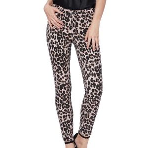 Paige Hoxton Raw Hem Leopard Print Skinny Jeans